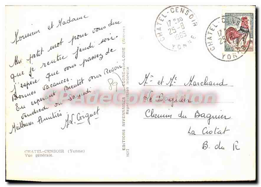 Châtel-Censoir — Vue générale — Éditions Nivernaises, n° 8617 — Reverso