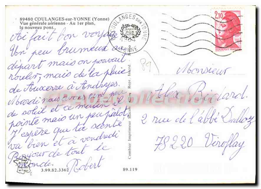 CPSM Coulanges Sur Yonne Vue Generale Aerienne — Back