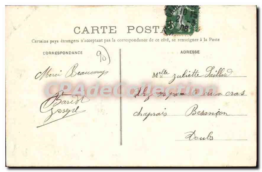 CPA Souvenir De Belfort Un Salut Lion — Verso
