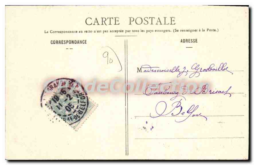 Préfecture et Cercle Militaire — Belfort — Édition spéciale des Galeries Modernes, Drouot, n°105 — Verso