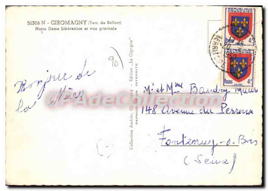CPSM Giromagny Notre Dame Liberatrice Et Vue Generale — Rückseite