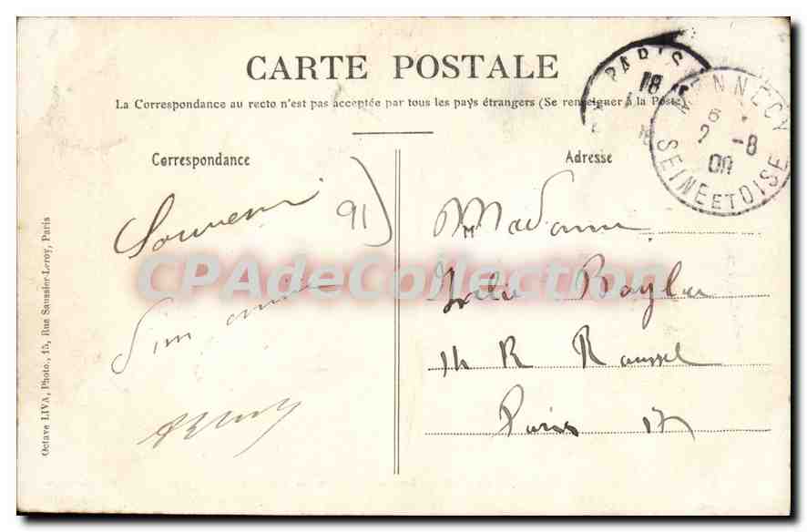 CPA Mennecy Ancien Chateau De Villeroy — Back