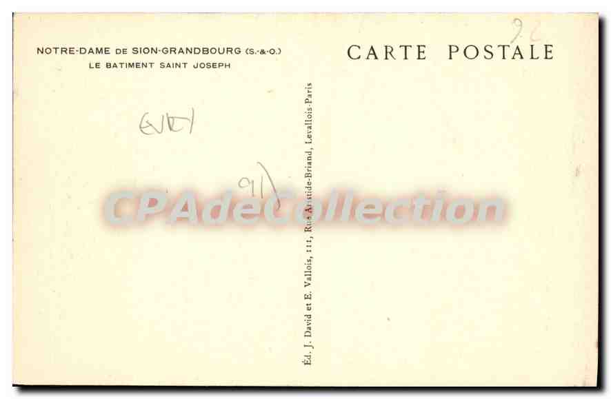 CPA Evry Notre Dame De Sion Grandbourg bâtiment Saint Joseph — Rückseite
