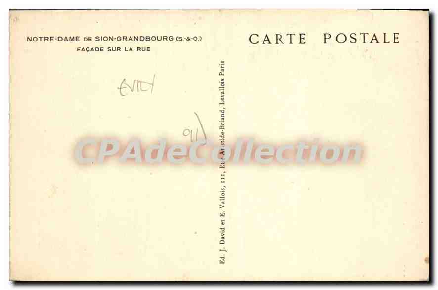 CPA Evry Notre Dame De Sion Grandbourg Facade Sur La Rue — Rückseite
