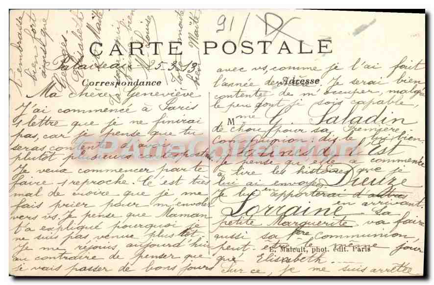 CPA Palaiseau Bords De I'Yvette — Rückseite