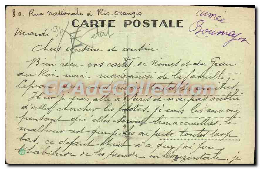 CPA Ris Orangis La Seine Un Coin De Peche — Rückseite