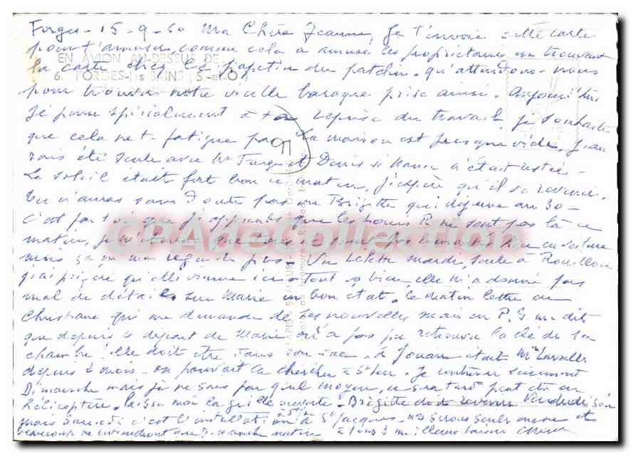 CPSM En Avion Au Dessus De Forges les bains — Rückseite