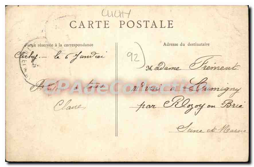CPA CLICHY Hopital Gouin Salle Marie — Rückseite