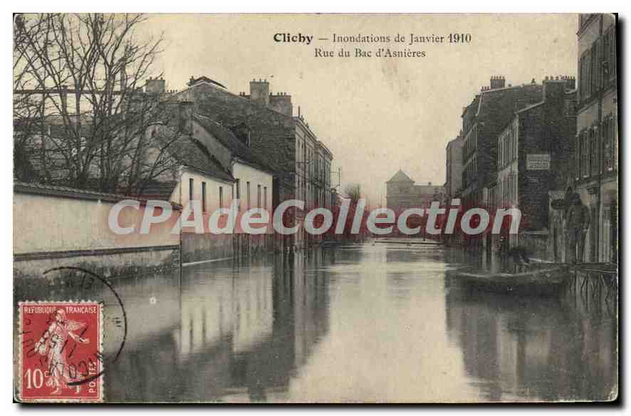 CPA Clichy Inondatious De Janvier 1910 Rue Du Bac d'Asnières