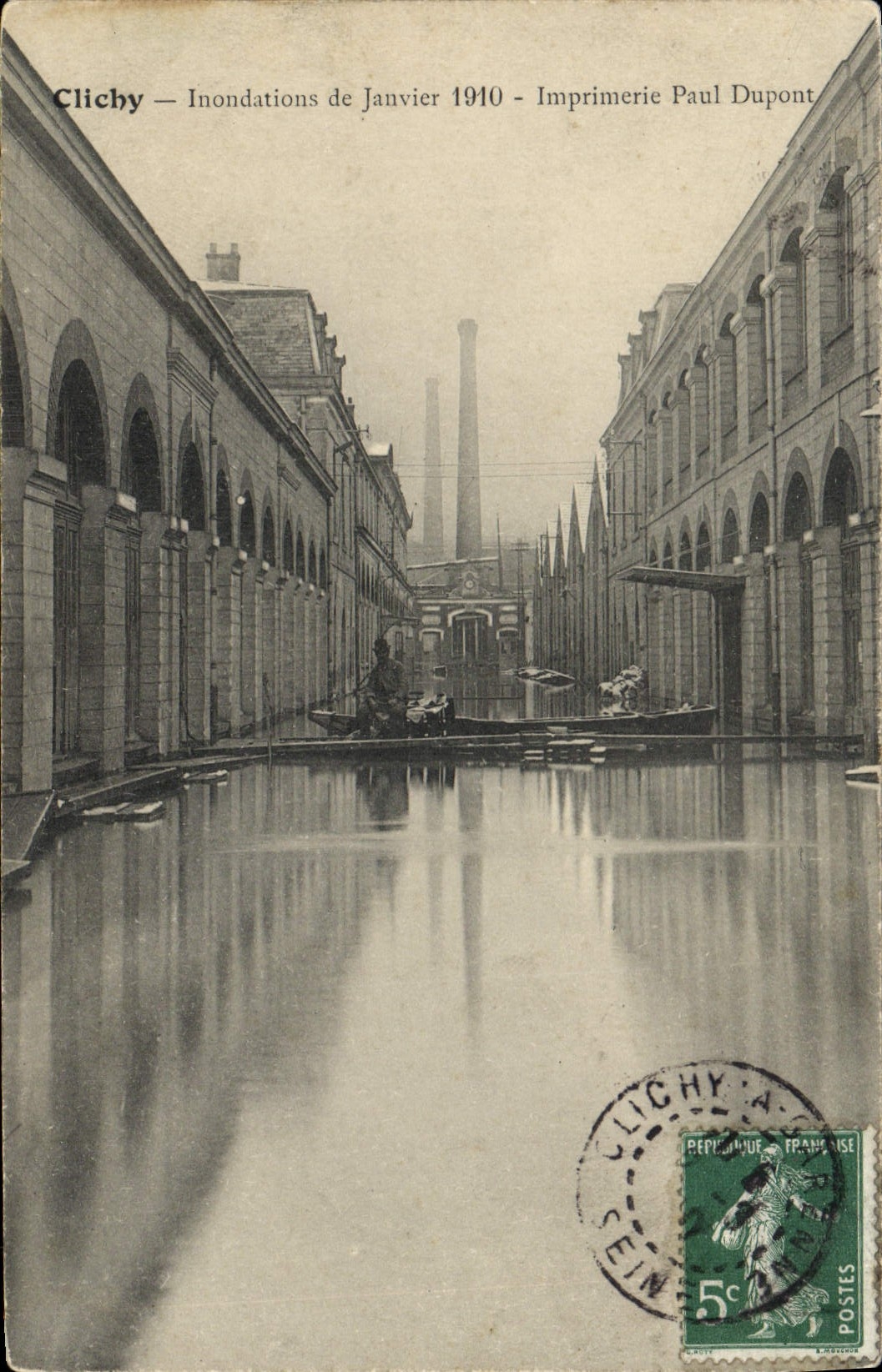 CPA Clichy Innondations De Janvier 1910 imprimerie Paul Dupont