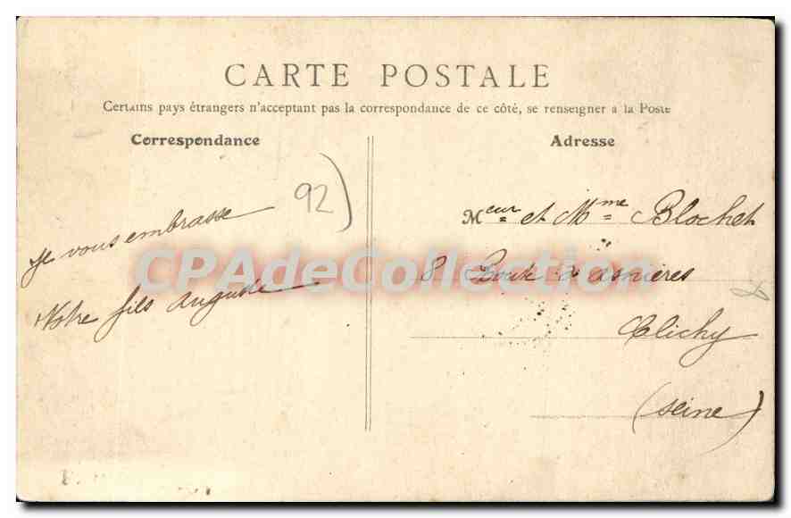 CPA Clichy Innondations De Janvier 1910 imprimerie Paul Dupont — Rückseite