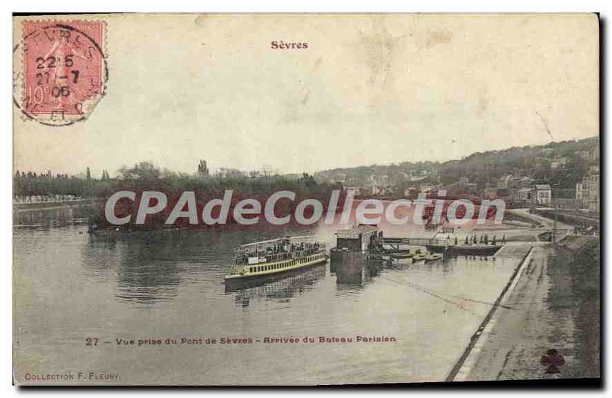CPA Sevres Vue Prise Du Pont De Sèvres arrivée du bateau parisien