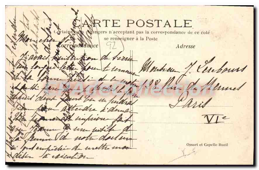 CPA Rueil Le Chateau De La Malmaison Et La Chapelle — Rückseite