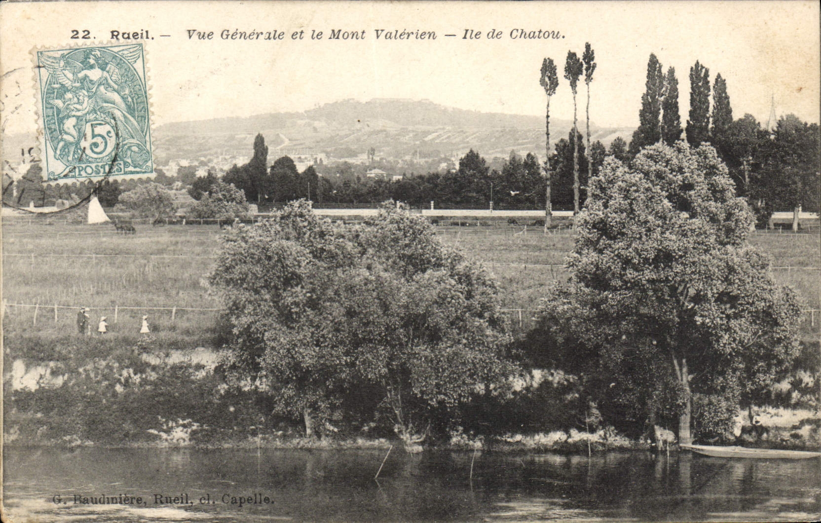 CPA Rueil Vue Generale Et Le Mont Valerien Ile de Chatou