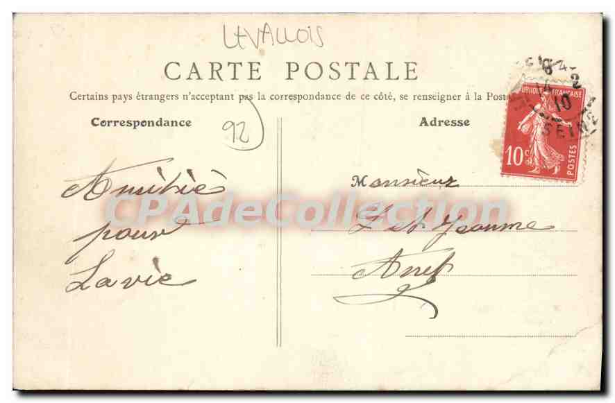 CPA Levallois Perret rue Fazilleau innondation janvier 1910 La Banlieue Parisienne Innondée — Rückseite