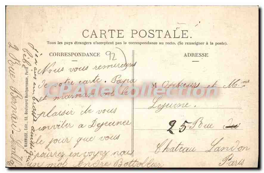 CPA Levallois Perret Ile De La Jatte — Rückseite