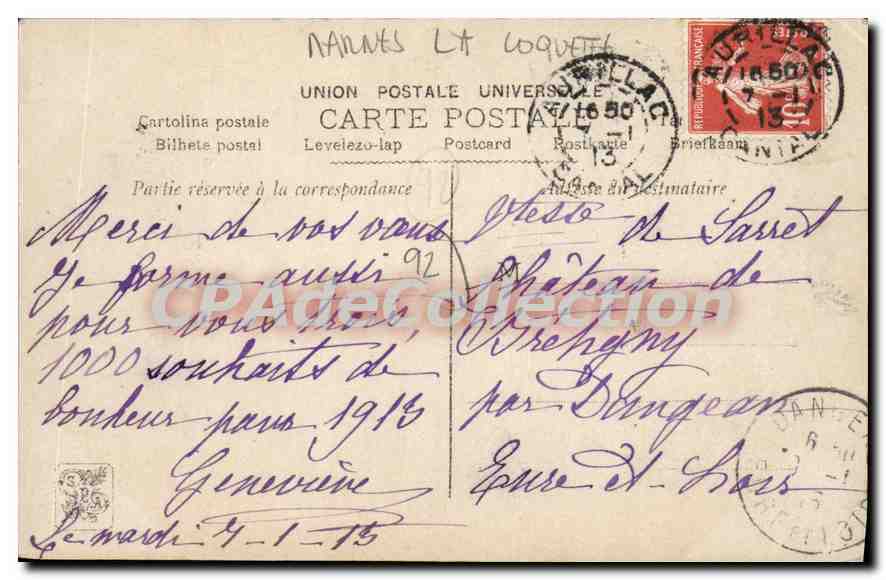 CPA Salon De 1910 Le Matin Embrume A Villeneuve I'Etang Biva — Rückseite
