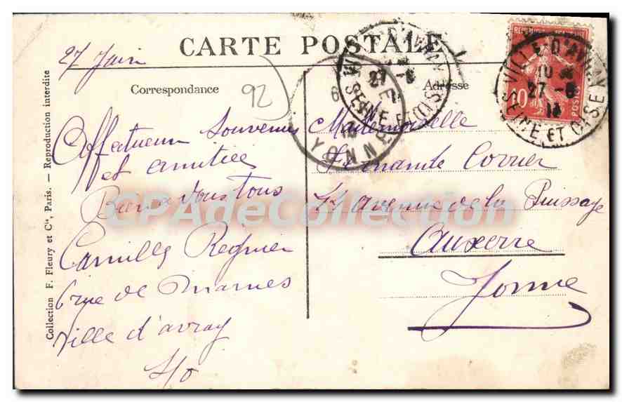 CPA Ville D'Avray Les Jardies Maison De Gambetta Le Salon Honoré de Balzac — Rückseite