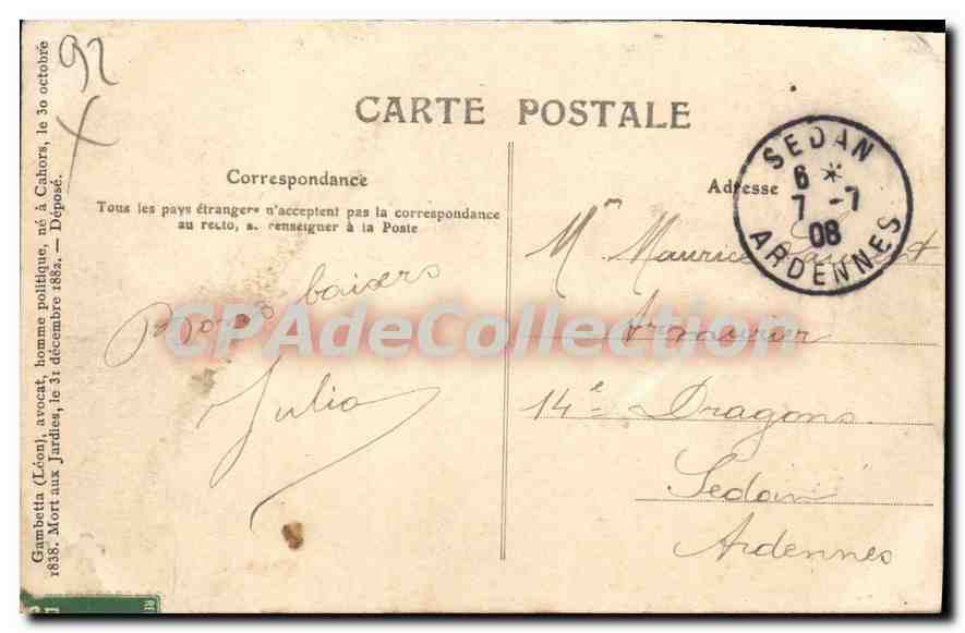 CPA Ville D'Avray Maison De Cambetta les jardies vue du parc — Rückseite