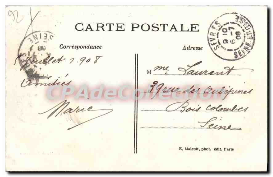 CPA Sevres Ville D'Avray Les Jardies Maison De Gambetta — Rückseite
