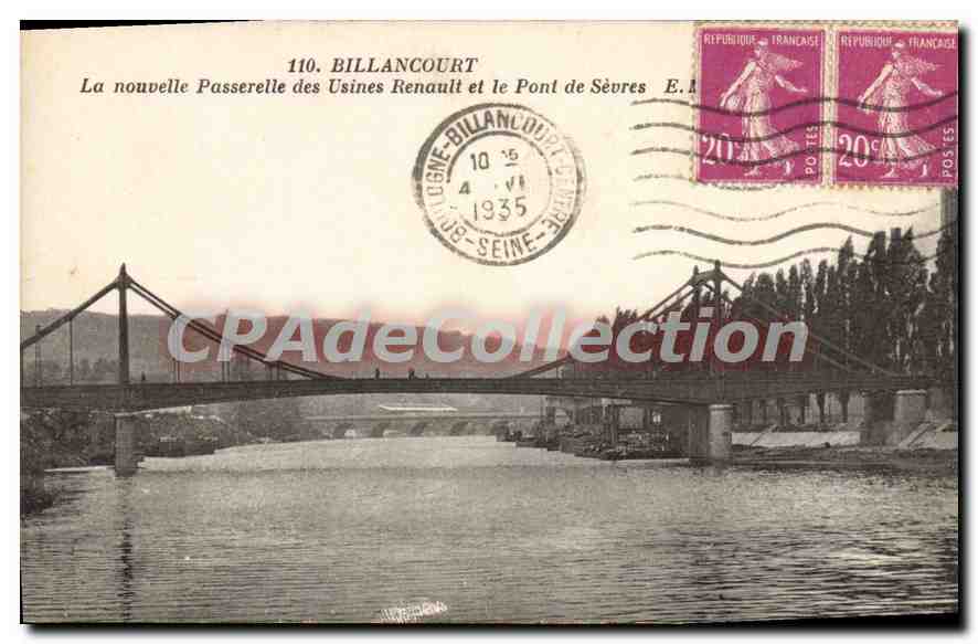 CPA Billancourt La Nouvelle Passerelle Des Usines Renault Et Le Pont De Sevres