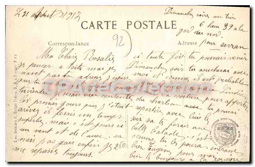 CPA Boulogne Sur Seine Porte Du Bois Automobile — Rückseite