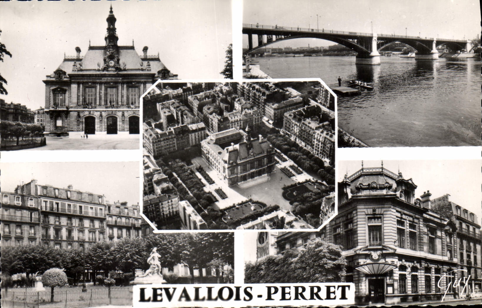 CPA Levallois Perret L'Hotel De Ville Le Pont Le Square La poste