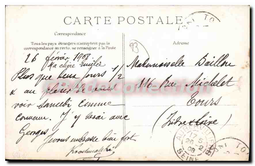 CPA Aubervilliers un bonjour — Rückseite