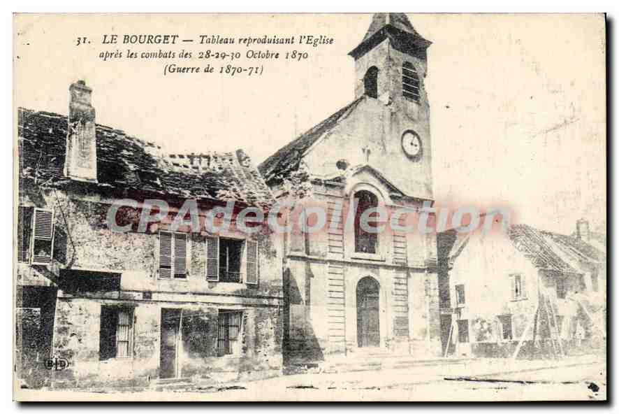 CPA Le Bourget Tableau Reproduisant I'Eglise Après Les Combats des 28-29-30 octobre 1870