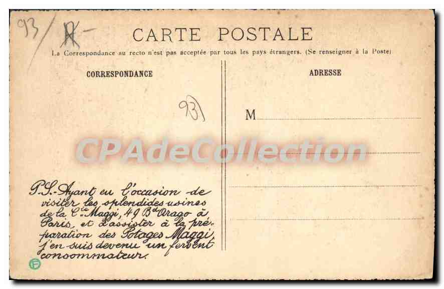 CPA Seine Et Oise La Grotte Des Bains Au Chateau Du Raincy — Rückseite