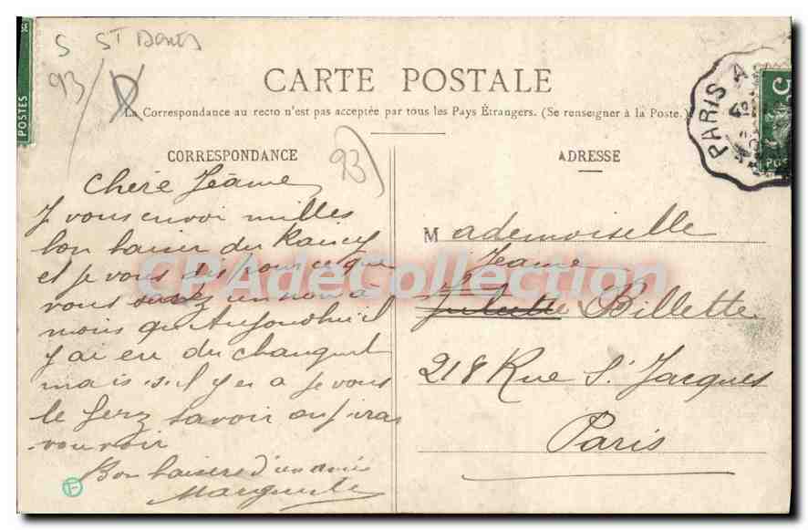 CPA Le Raincy Historique La Grotte Des Bains Au Raincy — Rückseite