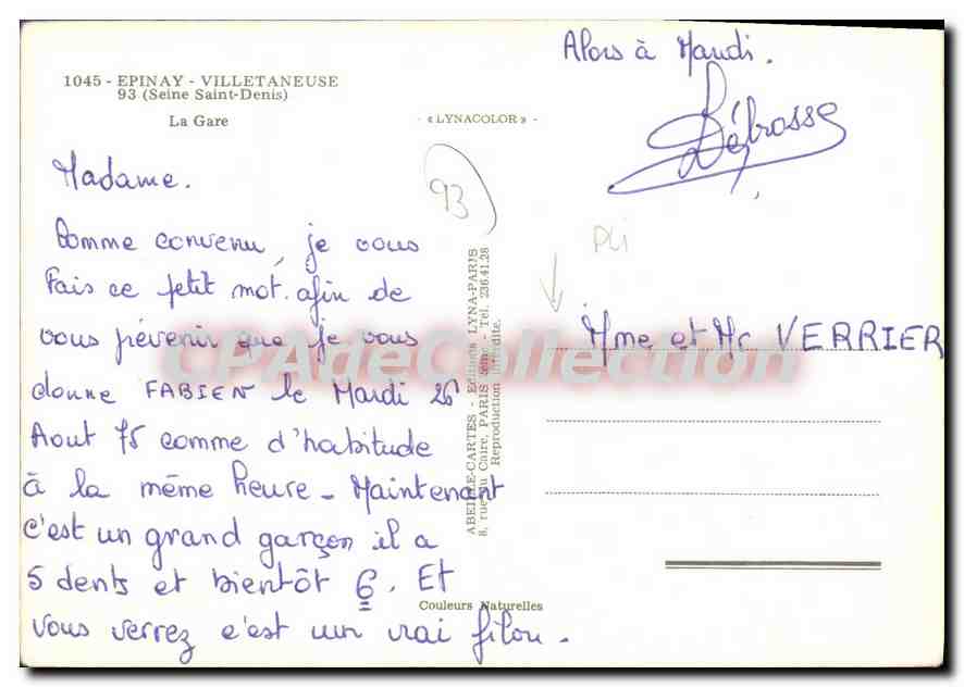 CPSM Epinay Villetaneuse La Gare Saint Denis — Rückseite