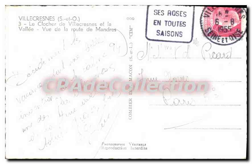 CPA Villecresnes Le Clocher De Villecresnes Et La Vallee route de Mandres — Back