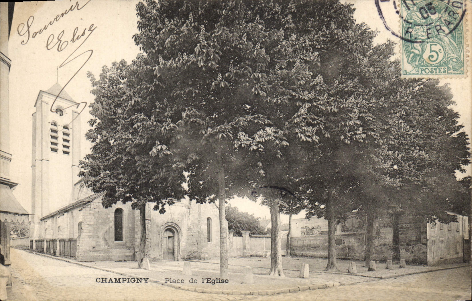 Champigny — Place de l'Église — Éditeur non identifié, n° de série non visible