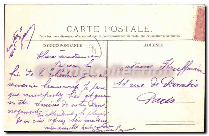 CPA Bry Sur Marne Le Quai De Halage — Back