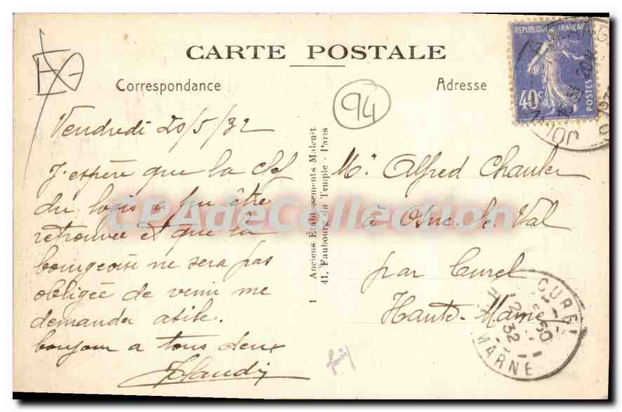 CPA Joinville Le Pont La Baignade Et Le Quai Beaubourg — Rückseite