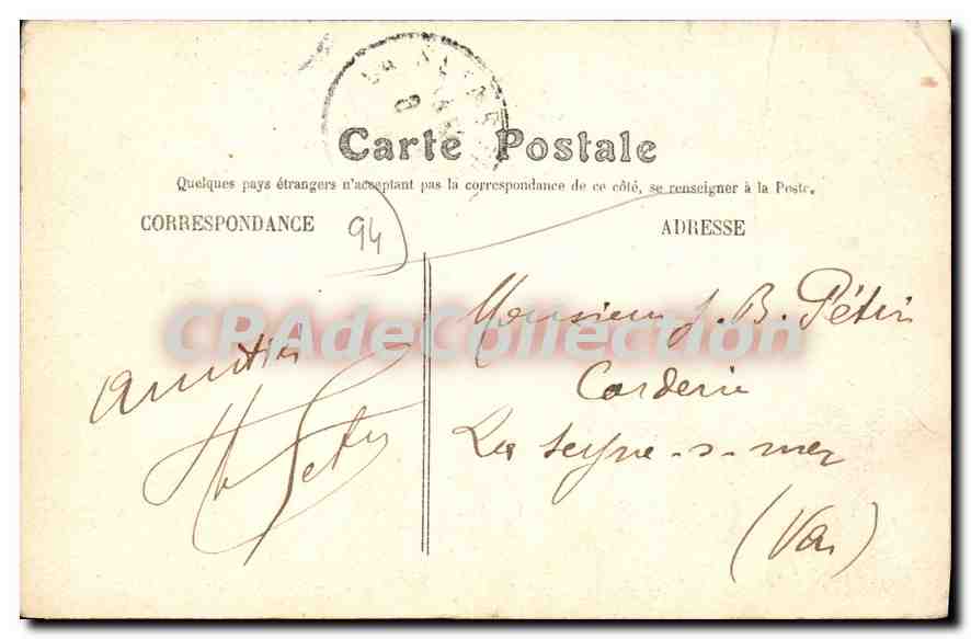 CPA Charenton je Pars Et Vous Envoie Mes Amities — Back