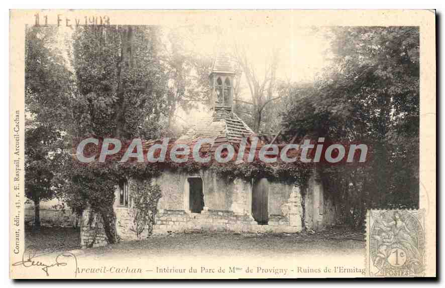 CPA Arcueil Cachan Interieur Du Parc De Provigny Ruines I'Ermitage
