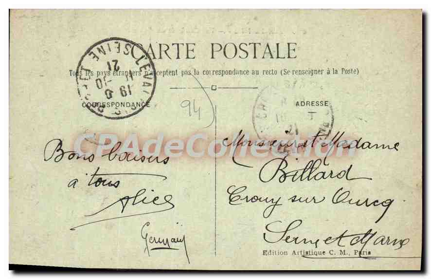 Vincennes — Vue Générale du château — C.M. — Verso