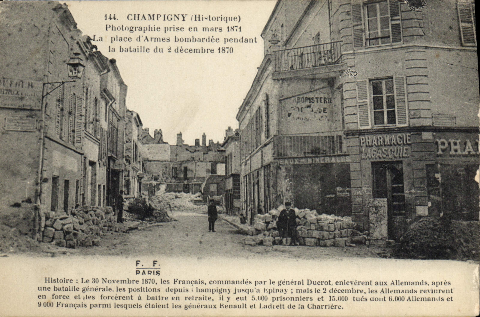 Champigny (Historique) — Place d'Armes bombardée pendant la bataille du 2 décembre 1870 — F. Fleury, photo.-Imp.-édit., Paris