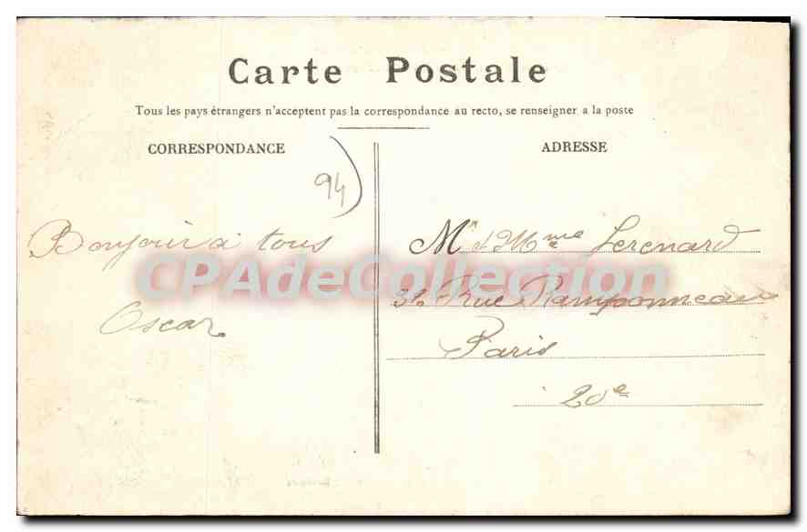 Boissy-St-Léger — Castillo del Piple, Estanque de los Cisnes y Prado — editor R. H. Léonard — Reverso