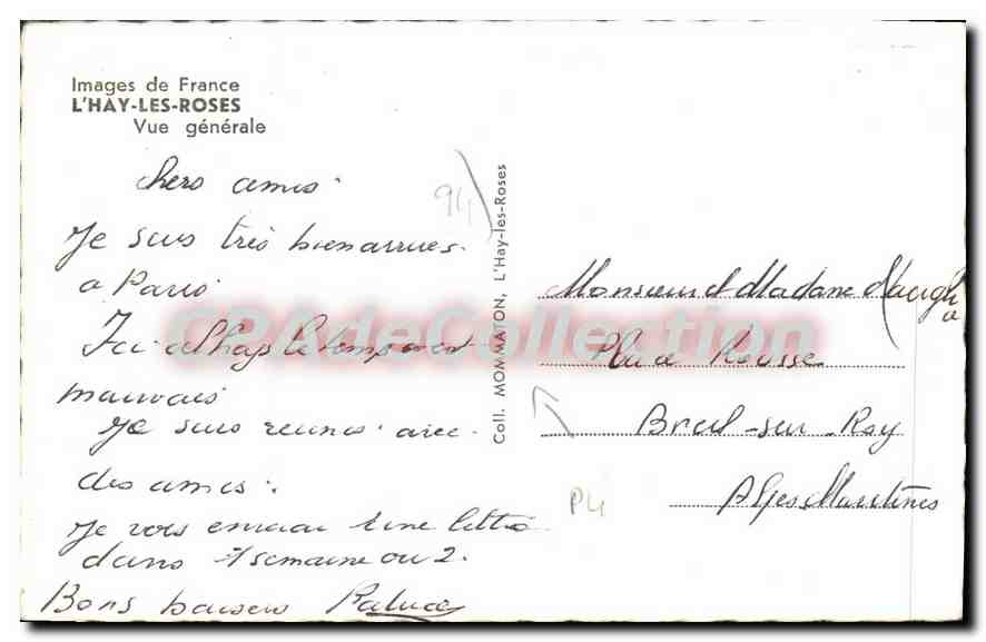 CPA L'Hay Les Roses Vue Generale — Verso