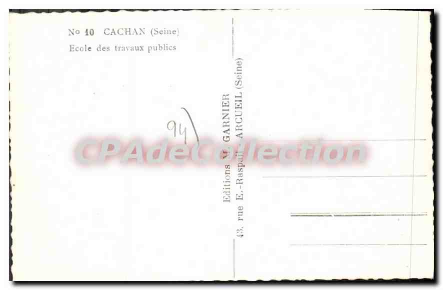 CPA Cachan Ecole Des Travaux Publics — Rückseite