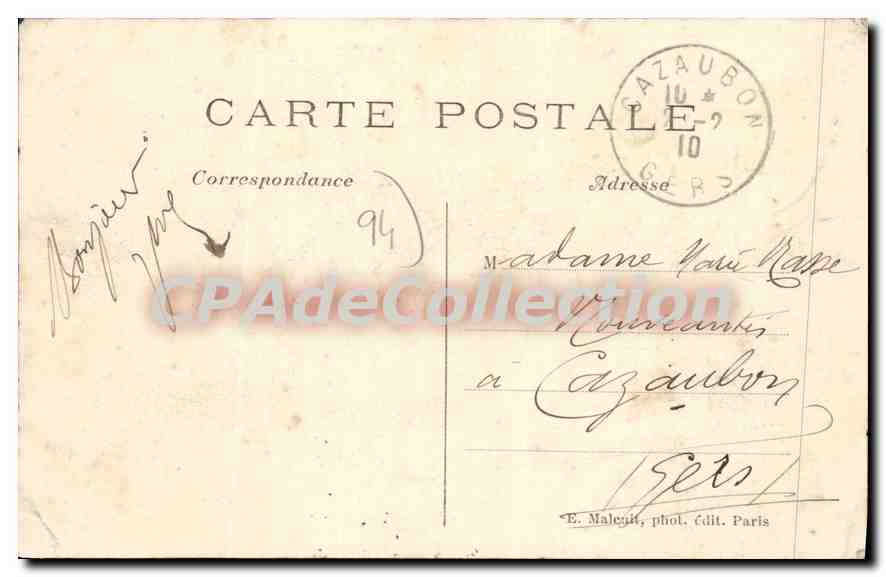 CPA Alfortville Inondation De Janvier 1910 — Rückseite
