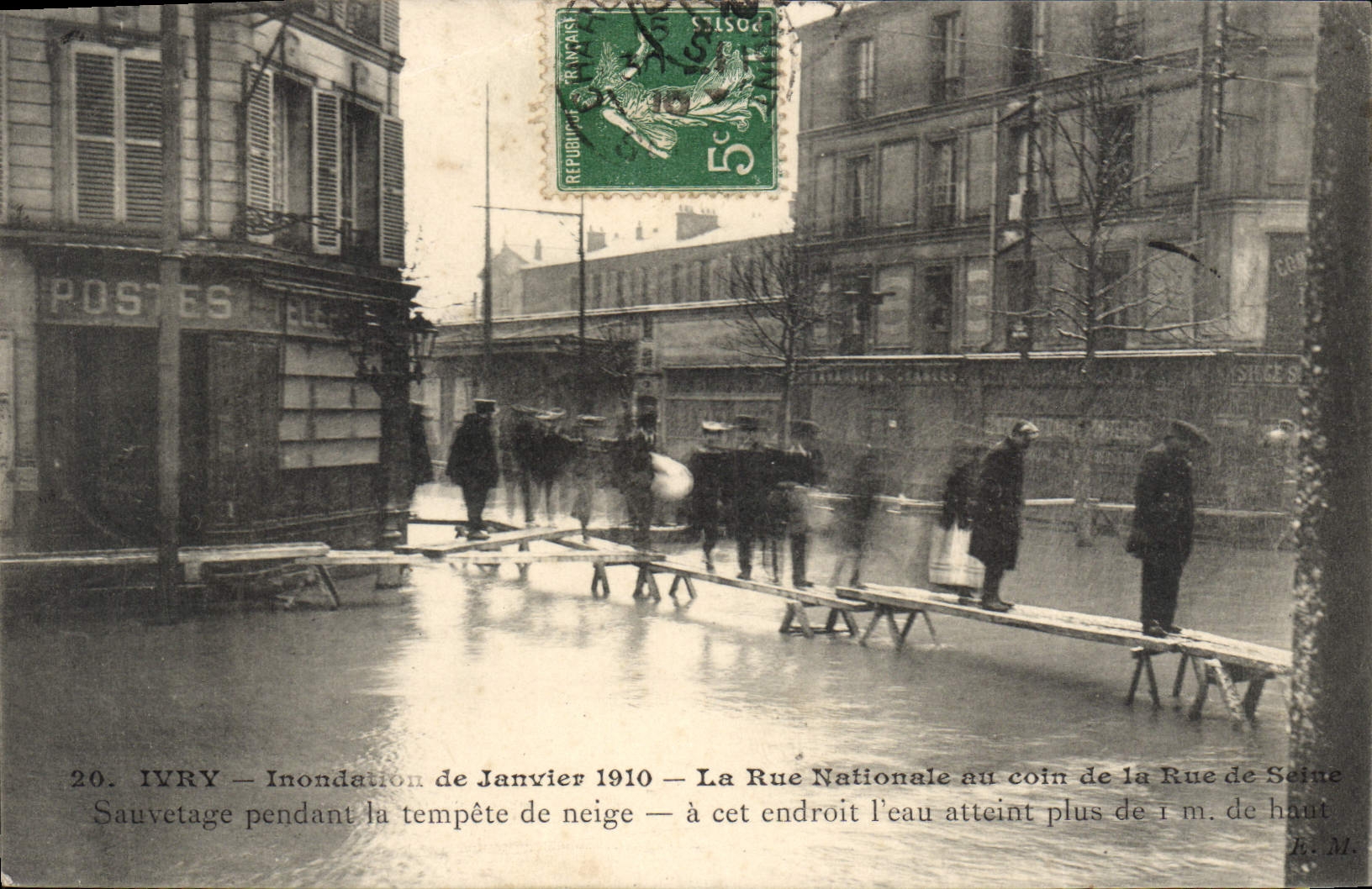 CPA Ivry Inondation De Janvier 1910 La Rue Nationale Au Coin de la rue de Seine tempete de neige