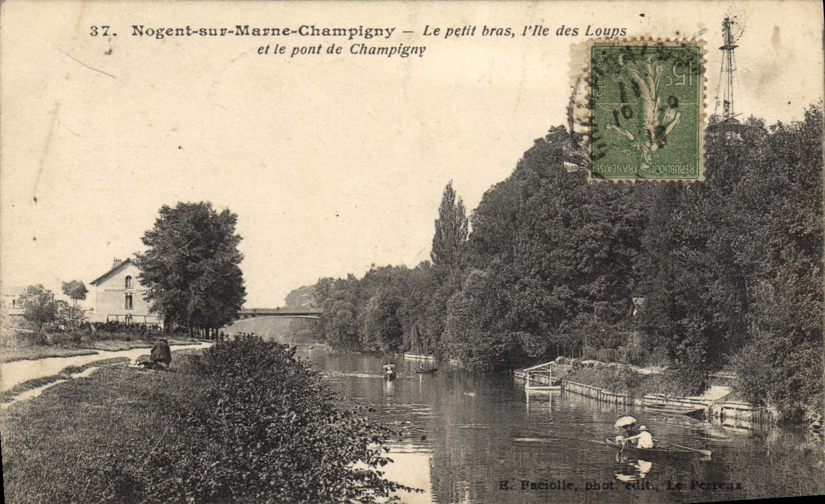 Nogent-sur-Marne-Champigny — Le petit bras, l'Île des Loups et le pont de Champigny — E. Paciollle, phot. Edit. Le Perreux