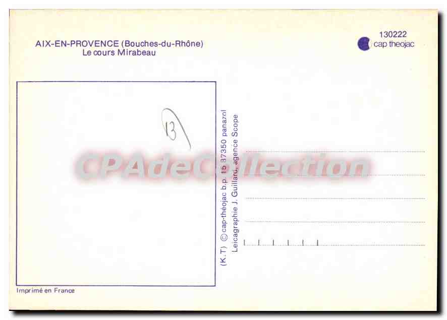 Aix-en-Provence — Le cours Mirabeau — Leicagraphie J. Guillard, agence Scope — Rückseite