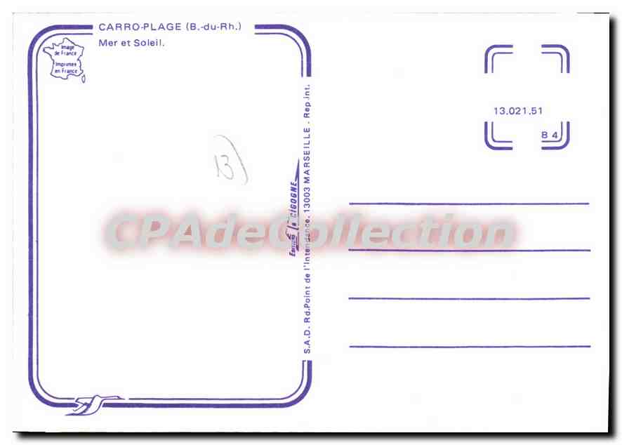 CPSM Carro Plage Mer Et Soleil — Verso