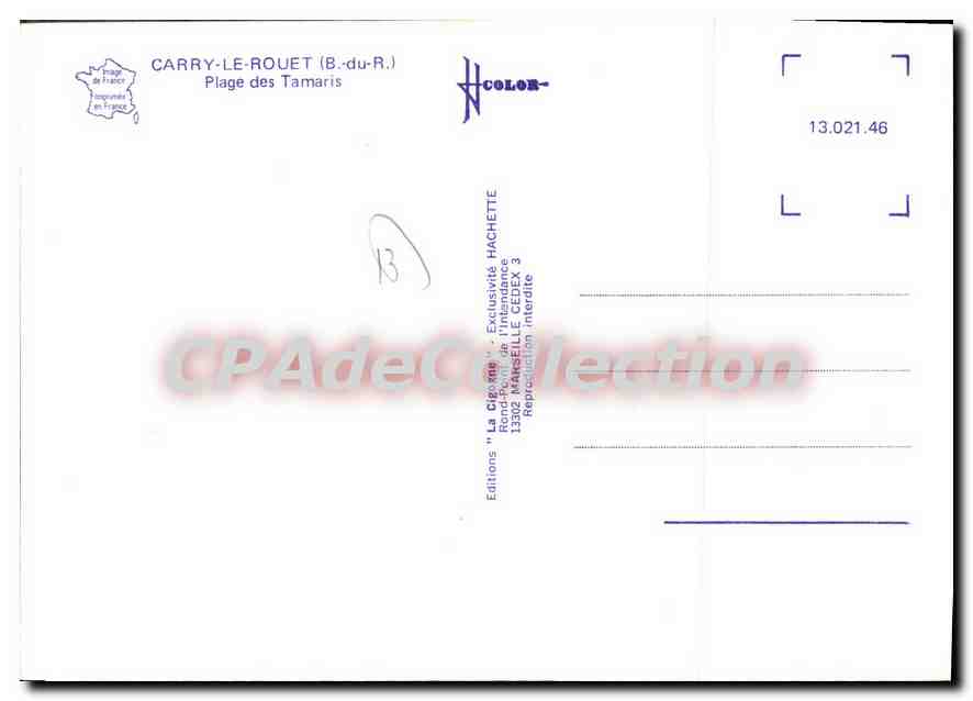 CPA Carry Le Rouet Plage Des Tamaris — Verso