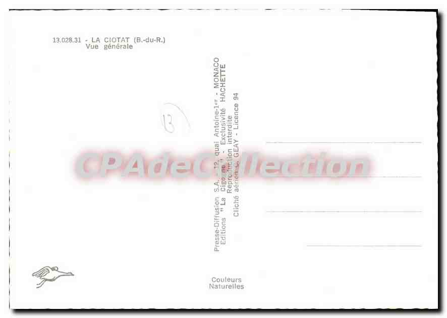 La Ciotat (B.-du-R.) — Vue générale — Pressa-Diffusion, n° 13.028.31 — Reverso